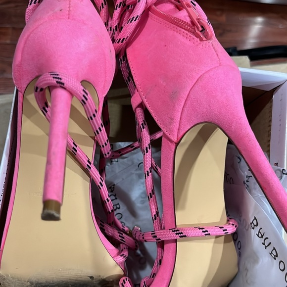 Pretty in Pink Lace up Stilettos - Picture 4 of 6